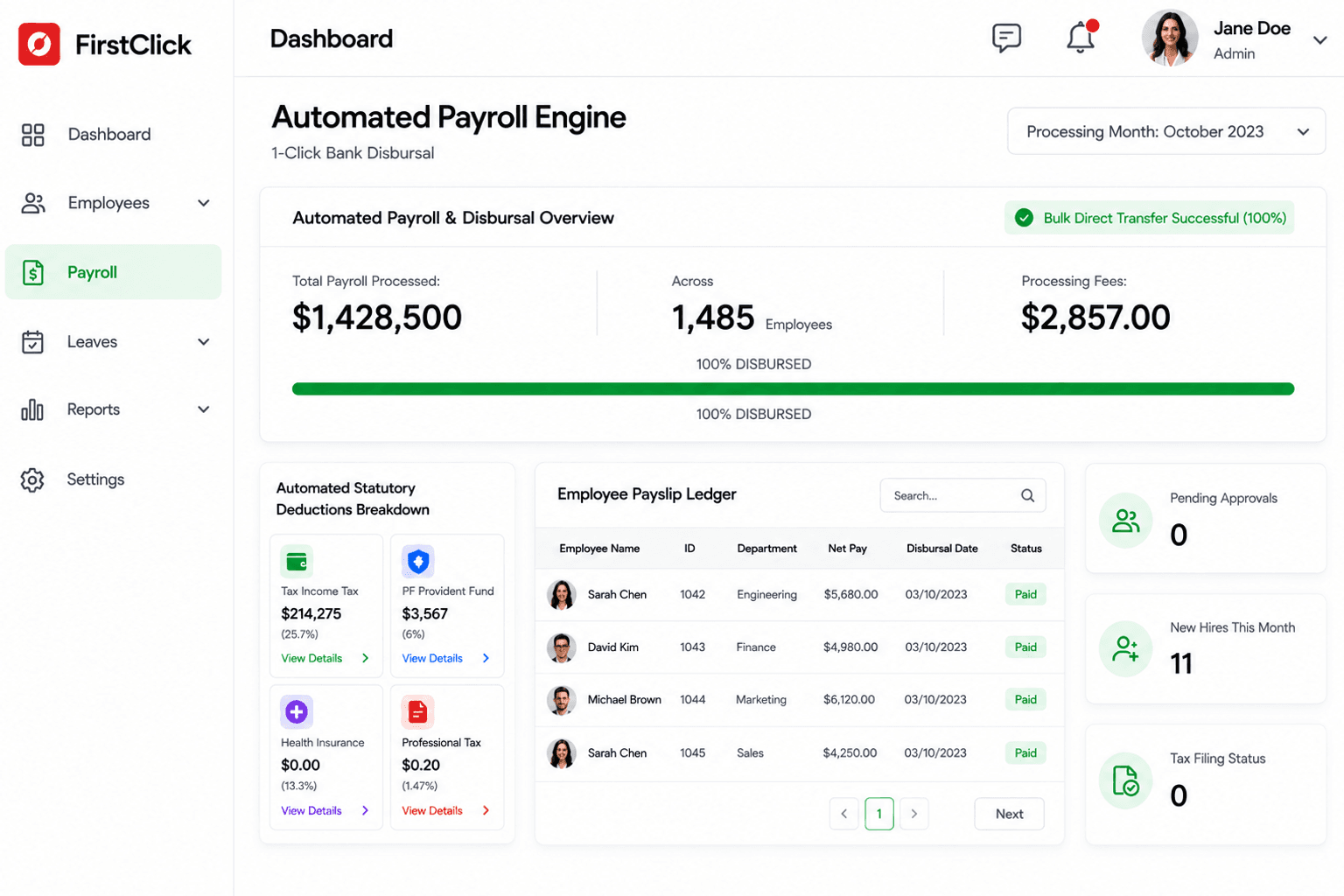 First Click Automated Payroll & Statutory Compliance Engine
